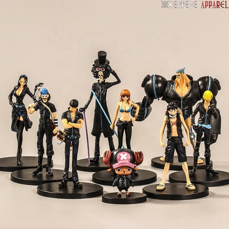 9Pcs/Set One Piece Luffy Zoro Sanji Nami Brook Japanese Anime Figures Gift  TOY