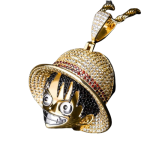 Iced Cubic Luffy Head Necklace - Diamond Zircon