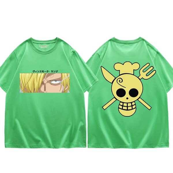 One Piece Sanji T-Shirt – Harajuku Fashion – Summer Short-Sleeved, Loose Casual Men’s Top – Oversized Hip Hop Style One Piece Apparel 775