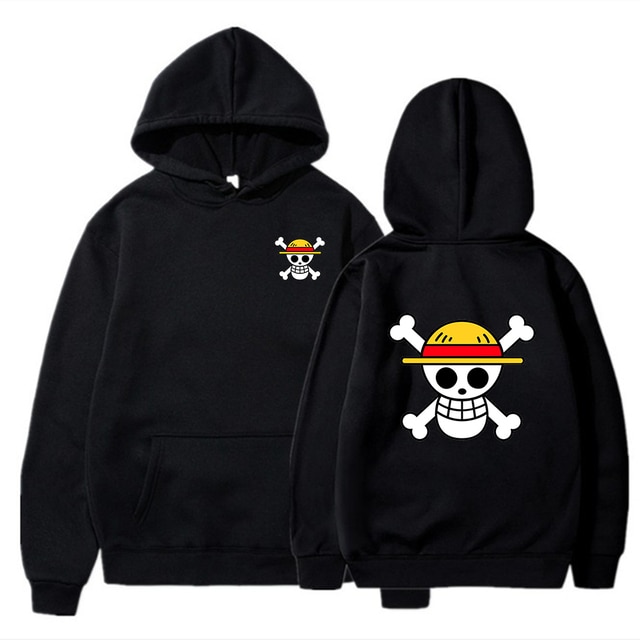 One Piece Luffy Skull Hoodie - Men's Japanese Anime Harajuku Hip Hop Style - Autumn Pullover Sweatshirt