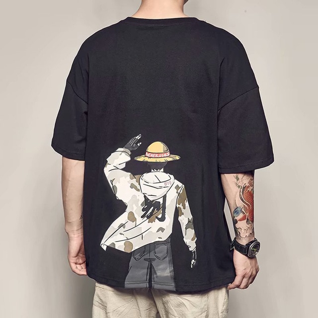One Piece Anime Short-Sleeved T-Shirt - Men's Summer Harajuku Style - Japanese Fashion - Wild Loose Fit