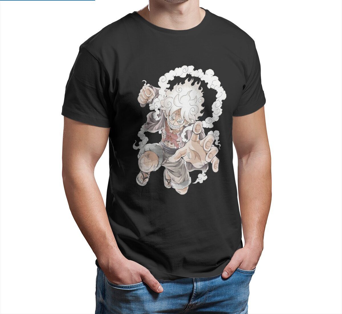 Tshirt design based on luffy gear 5 from one piece anime