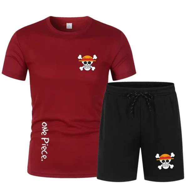 One Piece Anime Workout Clothes – Shirts and Shorts Set Luffy 683