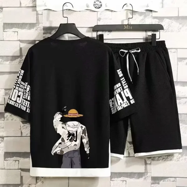One Piece Shirt and Shorts Set: Summer Casual Harajuku Style for Men Luffy 306