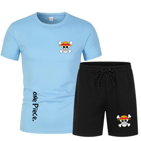One Piece Anime Workout Clothes – Shirts and Shorts Set Luffy 678