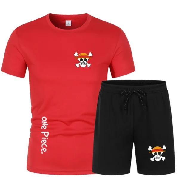 One Piece Anime Workout Clothes – Shirts and Shorts Set Luffy 679