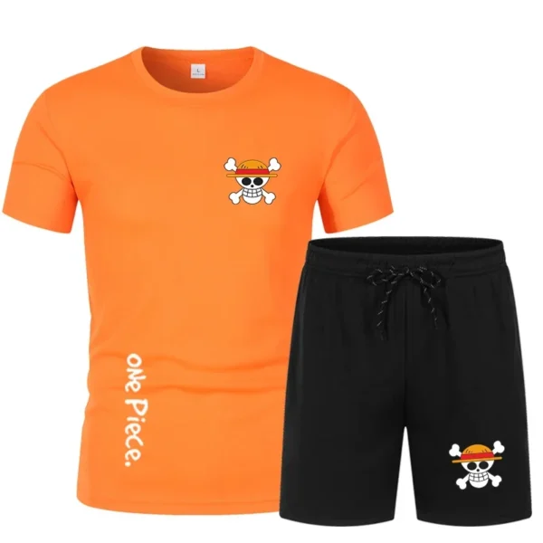 One Piece Anime Workout Clothes – Shirts and Shorts Set Luffy 681