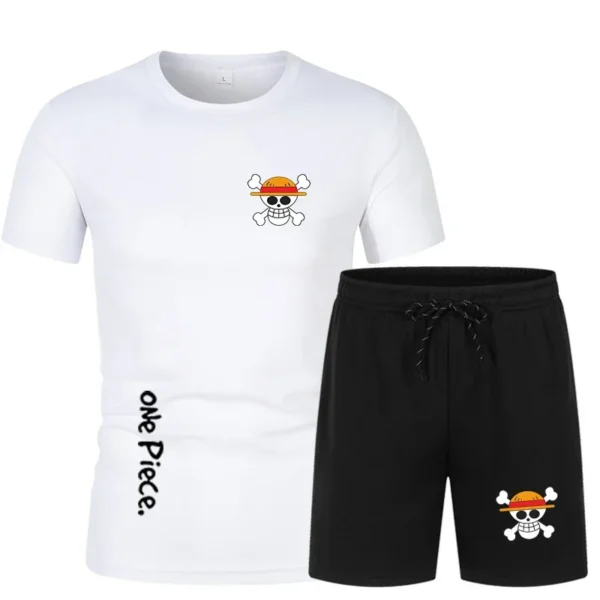 One Piece Anime Workout Clothes – Shirts and Shorts Set Luffy 676